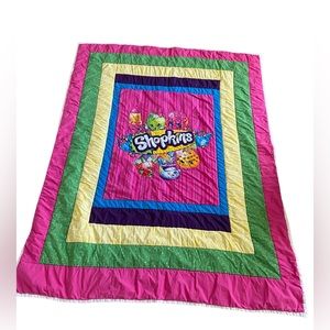 Handmade Patchwork Twin Quilt Shopkins 63” x 79”